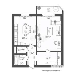1-к квартира, на длительный срок, 45м2, 6/10 этаж