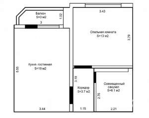 1-к квартира, на длительный срок, 43м2, 9/14 этаж