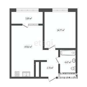 1-к квартира, на длительный срок, 42м2, 3/9 этаж