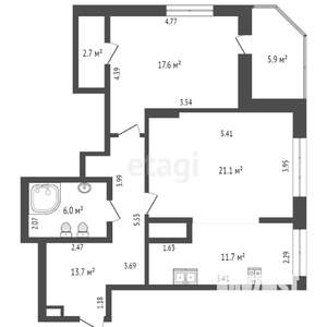 2-к квартира, на длительный срок, 69м2, 5/14 этаж