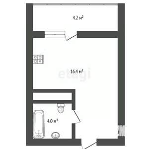 Студия квартира, на длительный срок, 20м2, 12/18 этаж