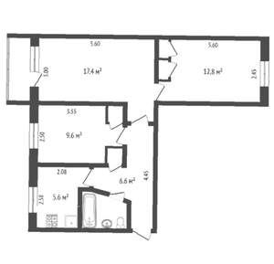 3-к квартира, на длительный срок, 59м2, 3/5 этаж