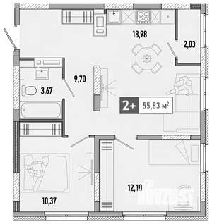 2-к квартира, на длительный срок, 55м2, 3/10 этаж