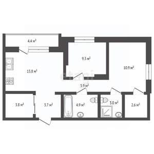 2-к квартира, на длительный срок, 47м2, 5/23 этаж