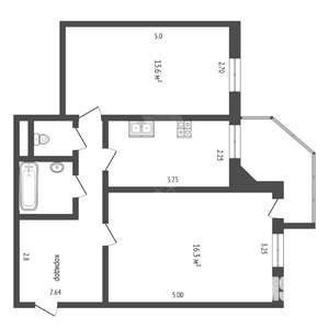 2-к квартира, на длительный срок, 55м2, 4/9 этаж