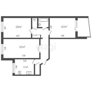 3-к квартира, на длительный срок, 67м2, 6/9 этаж