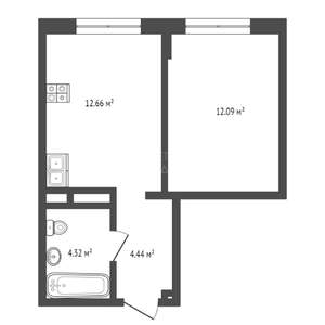 1-к квартира, на длительный срок, 32м2, 2/10 этаж