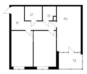 2-к квартира, на длительный срок, 57м2, 9/25 этаж