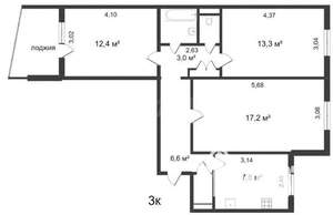 3-к квартира, на длительный срок, 66м2, 8/9 этаж