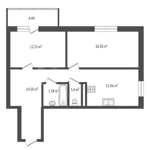 2-к квартира, на длительный срок, 58м2, 7/9 этаж