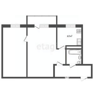 2-к квартира, на длительный срок, 43м2, 3/4 этаж