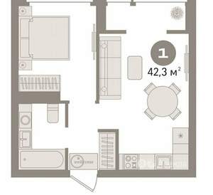1-к квартира, на длительный срок, 42м2, 18/19 этаж
