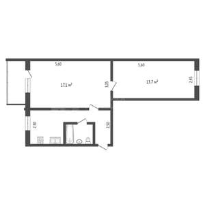 2-к квартира, на длительный срок, 45м2, 4/5 этаж