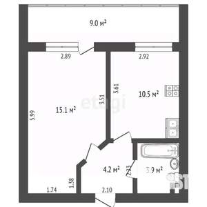 1-к квартира, на длительный срок, 49м2, 5/14 этаж
