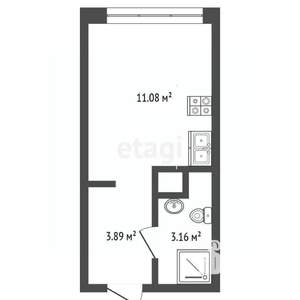 Студия квартира, на длительный срок, 20м2, 7/24 этаж