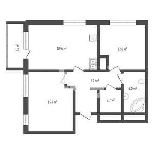2-к квартира, на длительный срок, 64м2, 10/17 этаж