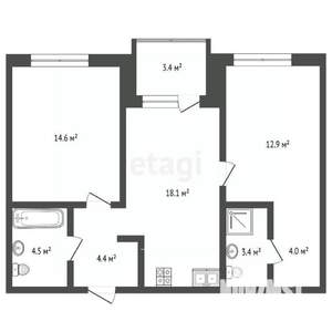 2-к квартира, на длительный срок, 59м2, 8/19 этаж
