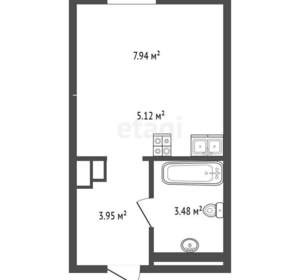 Студия квартира, на длительный срок, 21м2, 2/16 этаж