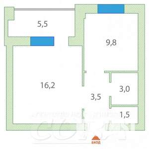 1-к квартира, на длительный срок, 34м2, 12/16 этаж