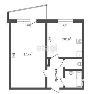 1-к квартира, на длительный срок, 34м2, 7/9 этаж
