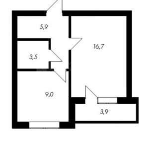 1-к квартира, на длительный срок, 39м2, 4/16 этаж