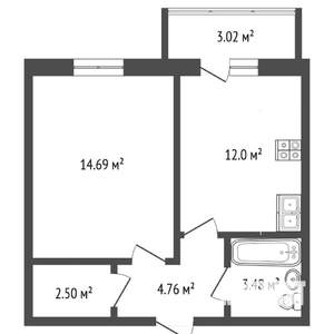 1-к квартира, на длительный срок, 33м2, 5/18 этаж