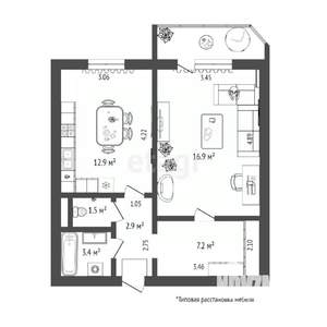 1-к квартира, на длительный срок, 45м2, 6/10 этаж