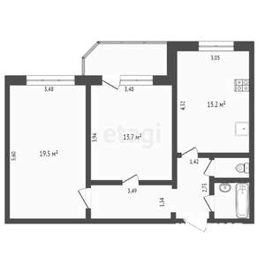 2-к квартира, на длительный срок, 60м2, 5/9 этаж