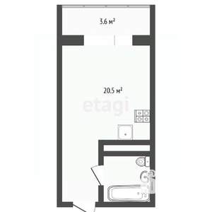 Студия квартира, на длительный срок, 21м2, 2/19 этаж