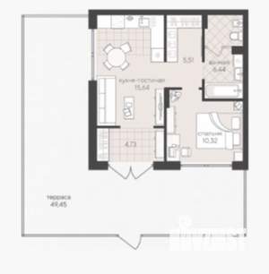 1-к квартира, на длительный срок, 43м2, 1/4 этаж