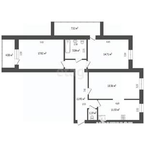 3-к квартира, на длительный срок, 81м2, 14/17 этаж