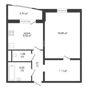 1-к квартира, на длительный срок, 45м2, 13/15 этаж