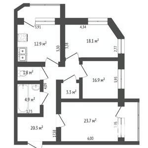 3-к квартира, на длительный срок, 101м2, 10/12 этаж