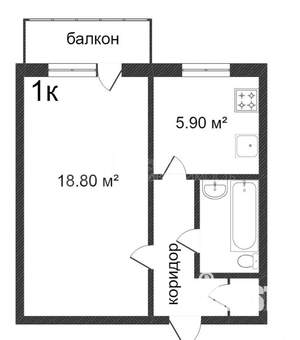 1-к квартира, на длительный срок, 32м2, 4/9 этаж