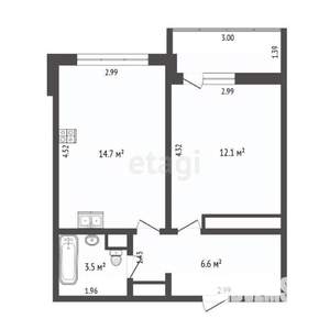 1-к квартира, на длительный срок, 40м2, 7/16 этаж