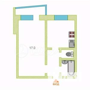 1-к квартира, на длительный срок, 33м2, 5/9 этаж