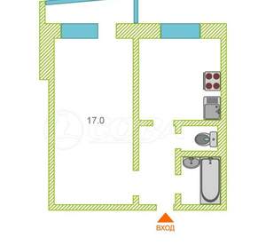 1-к квартира, на длительный срок, 34м2, 6/9 этаж
