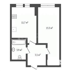 1-к квартира, на длительный срок, 34м2, 19/24 этаж