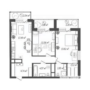 2-к квартира, на длительный срок, 64м2, 3/23 этаж