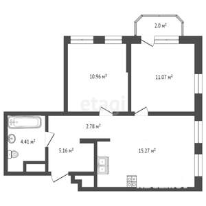 2-к квартира, на длительный срок, 50м2, 5/12 этаж