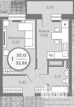 1-к квартира, на длительный срок, 30м2, 15/19 этаж