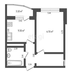1-к квартира, на длительный срок, 41м2, 15/15 этаж