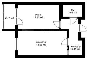 1-к квартира, на длительный срок, 39м2, 5/9 этаж