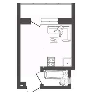 Студия квартира, на длительный срок, 20м2, 1/8 этаж