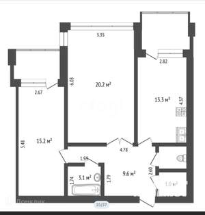 2-к квартира, на длительный срок, 64м2, 7/14 этаж