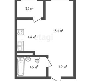 Студия квартира, на длительный срок, 27м2, 2/25 этаж