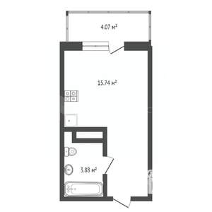Студия квартира, на длительный срок, 25м2, 7/20 этаж