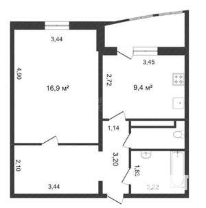 1-к квартира, на длительный срок, 43м2, 8/14 этаж