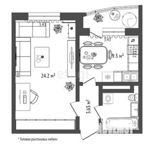 1-к квартира, на длительный срок, 40м2, 3/14 этаж