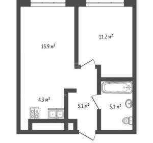 1-к квартира, на длительный срок, 40м2, 4/25 этаж